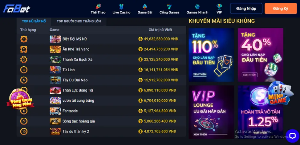 Đa dạng các trò chơi Sunwin như casino trực tuyến, slot, bắn cá và thể thao